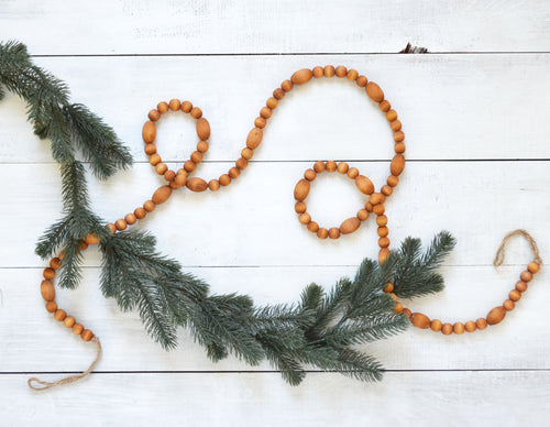 Wood Bead Garland - Warm Brown