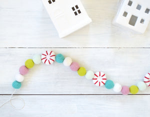 Felt Ball Garland - Whimsical Peppermints