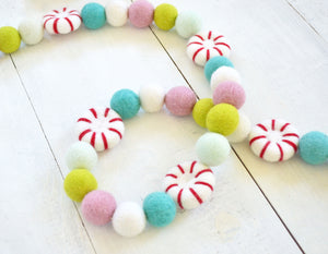 Felt Ball Garland - Whimsical Peppermints
