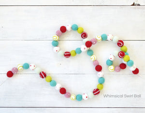 Felt Ball Garland - Peppermints