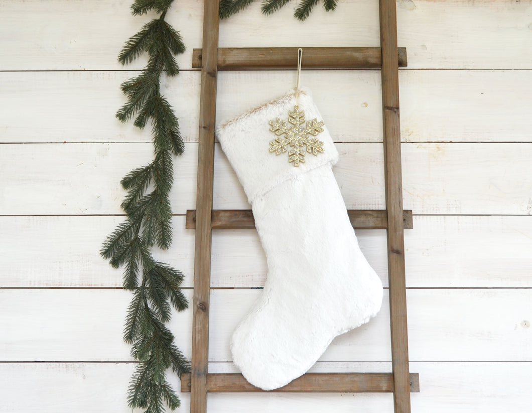CHRISTMAS STOCKING  - White Faux Fur