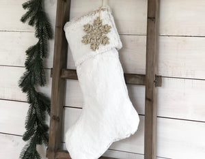 CHRISTMAS STOCKING  - White Faux Fur