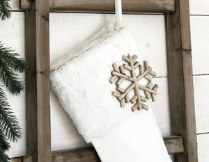 CHRISTMAS STOCKING  - White Faux Fur and Velvet