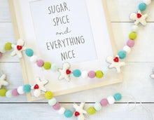 Felt Ball Garland - Whimsical White Gingerbread