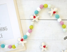 Felt Ball Garland - Whimsical White Gingerbread