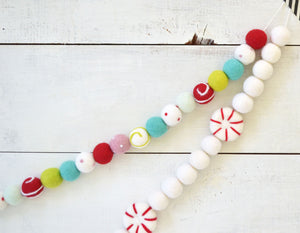 Felt Ball Garland - Peppermints