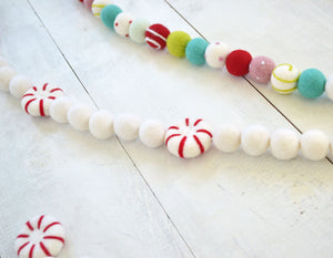 Felt Ball Garland - Peppermints