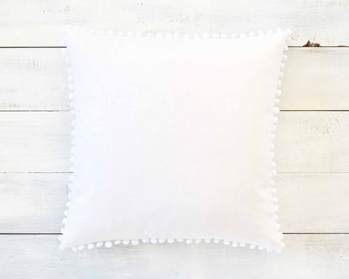 White Pom Pom Pillow Cover