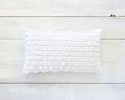 Ruffle Pillow Cover - White